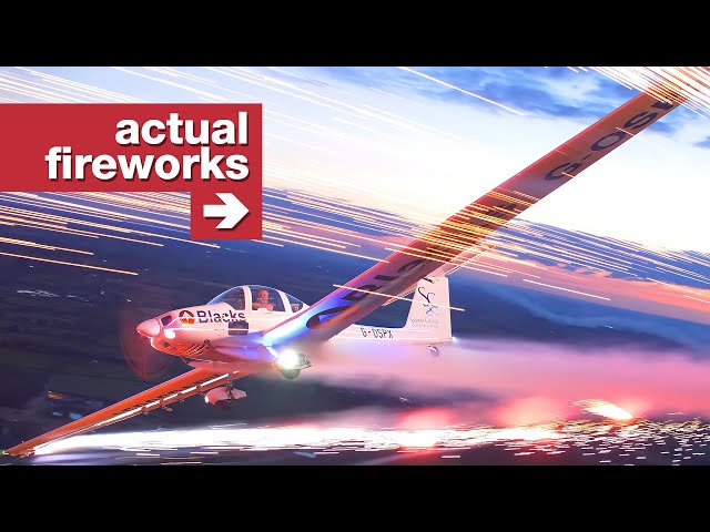 Flying a plane with fireworks on the wings