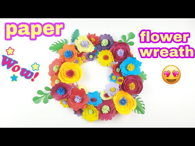 How to Make Paper Flower Wreath | Paper Craft Flower Wreath DIY Flowers Tutorial