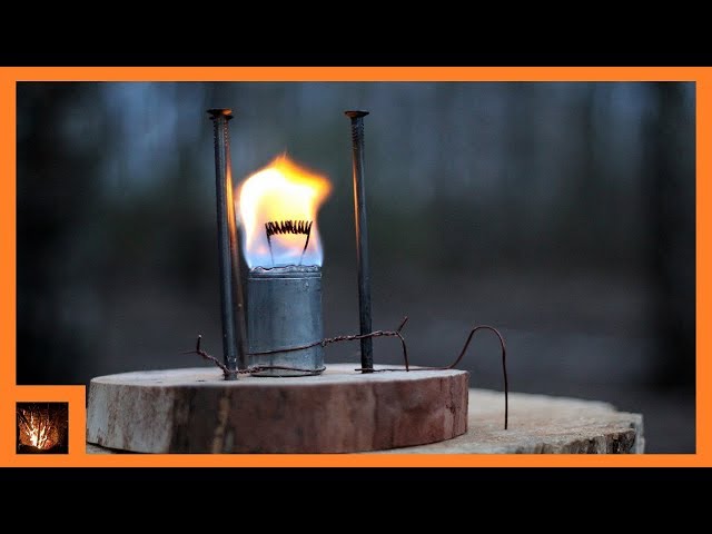 STOVE from old BATTERY, Bushcraft