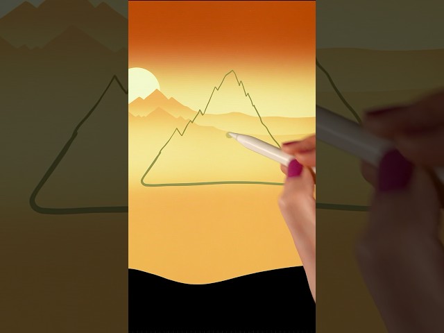 Paper Cutout Mountain Landscape on iPad #procreate #learntodraw