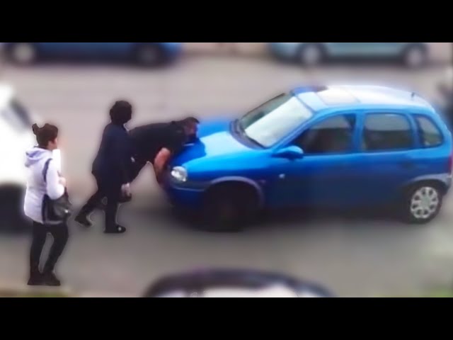 Man Moves Car with His Bare Hands