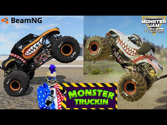 Monster Jam INSANE High Speed Jumps and Crashes #29 | BeamNG Drive | Steel Titans