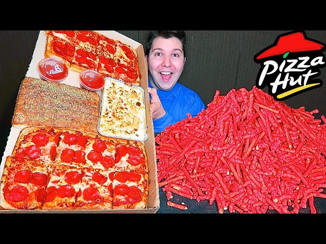 Massive Pizza Hut Takis Dinner Box • MUKBANG