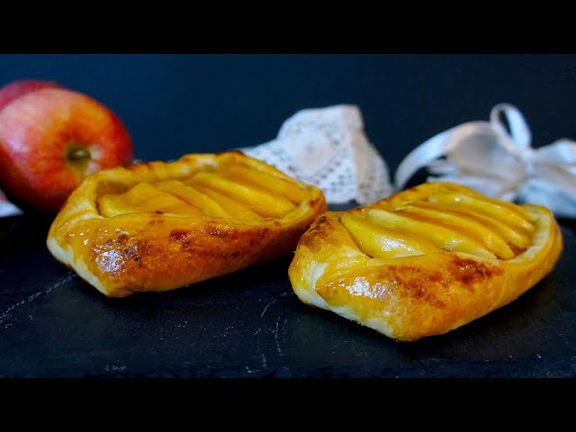 Puff pastry with apples and jam - Simple recipe