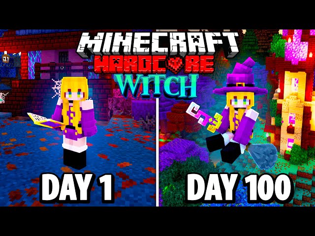 I Survived 100 Days as a WITCH in Hardcore Minecraft.. Here's What Happened..