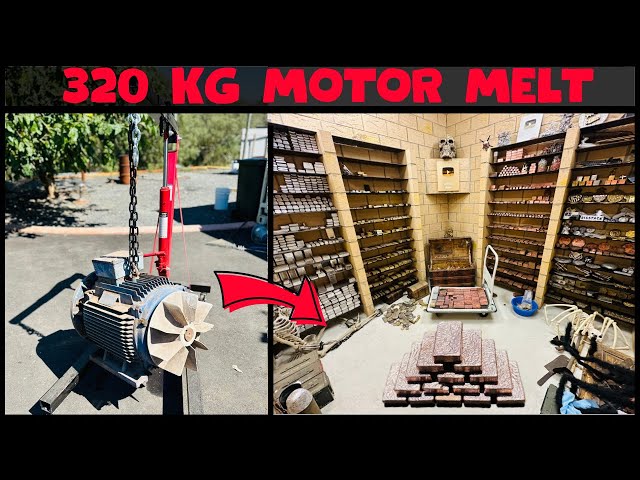 320KG Massive Motor Melt - Free Copper - Scrap Salvage -Bulk Copper Bars - ASMR Metal Melting