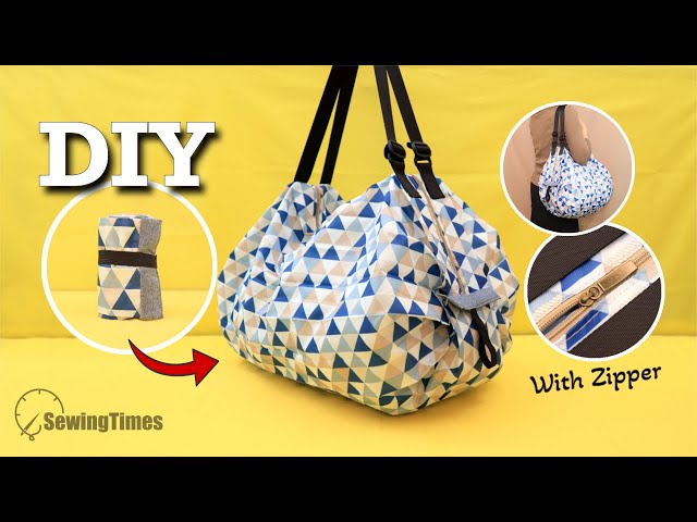 DIY Foldable Shopping Bag with Zipper 🎈Easy to Make a Large Reusable Bag