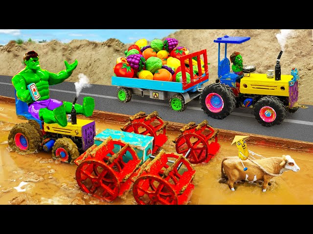 Diy tractor mini Bulldozer to making concrete road | Construction Vehicles, Road Roller #79