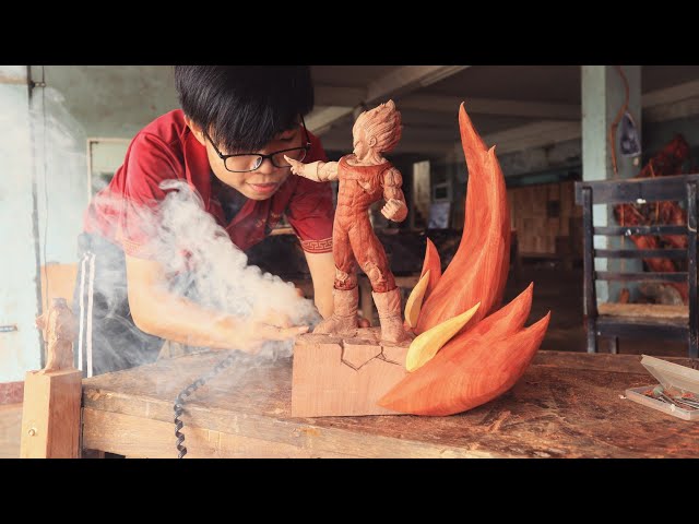 How to Carve Majin Vegeta from Special Wood - sculpture timelapse