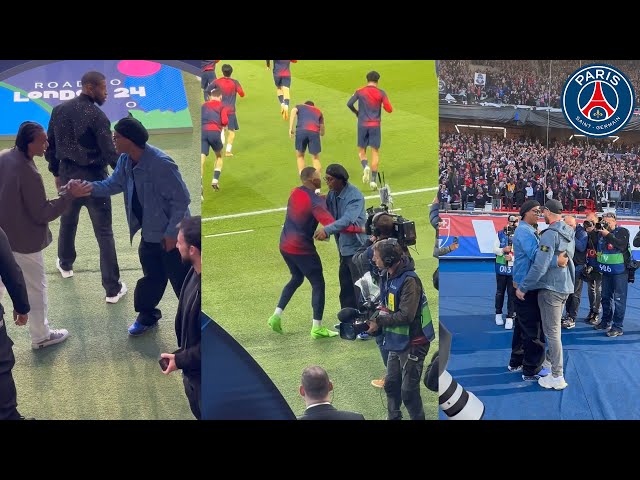 Ronaldinho Meeting Kylian Mbappé, Raphinha And Other Players + Singing Together With The PSG Fans