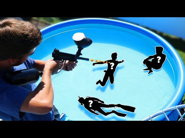Shoot the Person Hiding in the Pool!! (HIDE AND SEEK UNDERWATER)