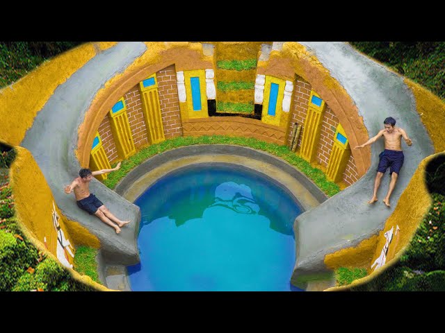 60 Days Of Build The Most Beautiful Water Slides Into The Underground Swimming Pool