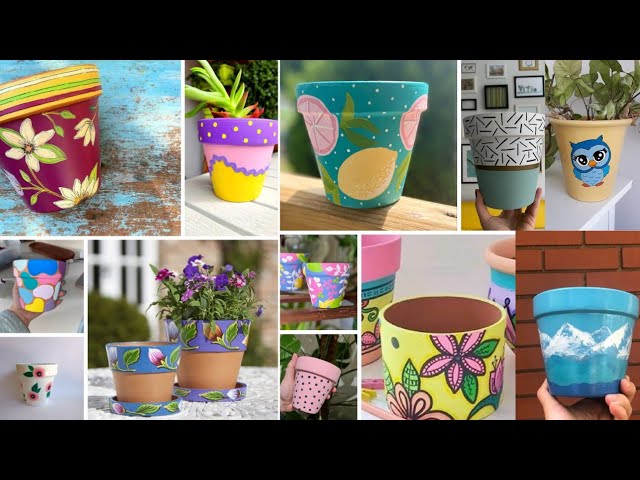 How to #DIY Flower Pot Plant Painting. Part 5. Pot Painting Idea. Pot Painting Design