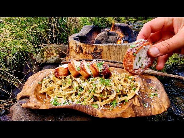 For Pasta FANS ONLY, Chicken alfredo ASMR cooking(4K Relaxing sounds, Nature)