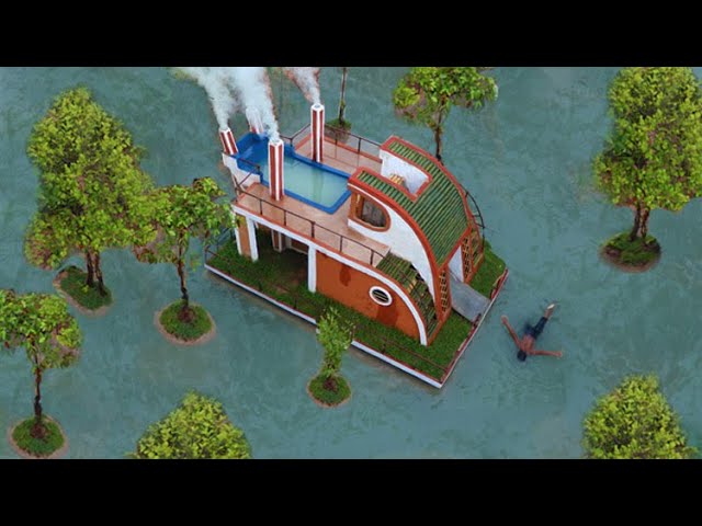 125 Days To Build most Creatively Modern Great Houseboat, Swimming Pool, Water slide (Full Video)