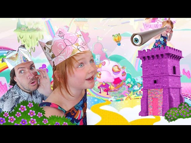 KiNG and QUEEN explore RAiNBOW JUNGLE!!  Finding New Unicorn Pets with Dad, neighbor play pretend 🦄