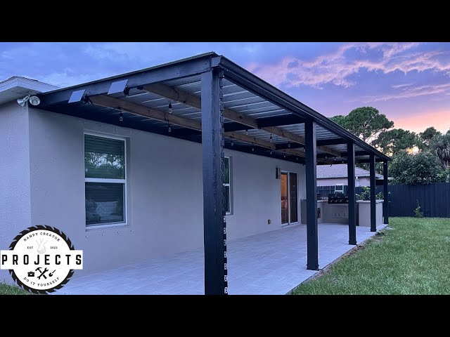 FINALLY INSTALLING A ROOF ON OUR DIY ATTACHED MODERN PERGOLA | HOW TO INSTALL METAL ROOF