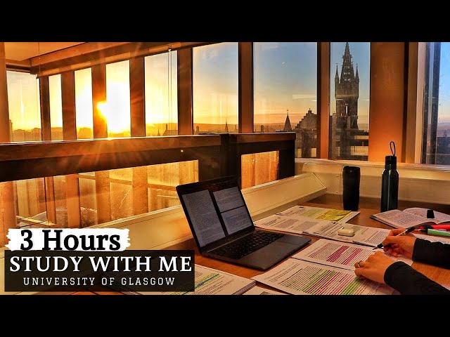 3 HOUR STUDY WITH ME at the LIBRARY | University of Glasgow|Background noise, 10 min break, no music