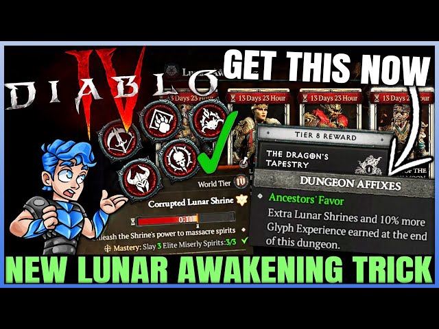Diablo 4 - WARNING: New Lunar Awakening Shrine is BROKEN - Fast Level 21 Glyphs & New Gear Guide!