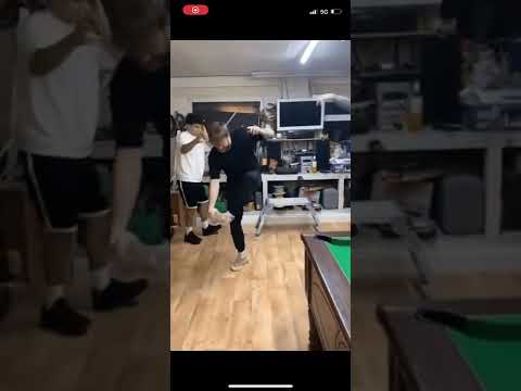 Guy dancing falls through floor