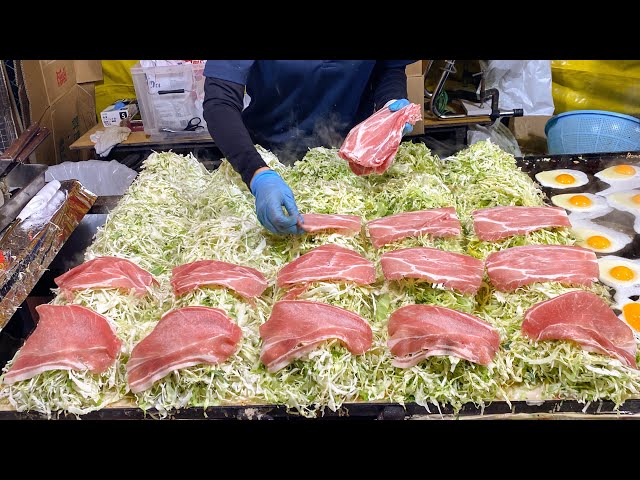 japanese street food - okonomiyaki compilation お好み焼き