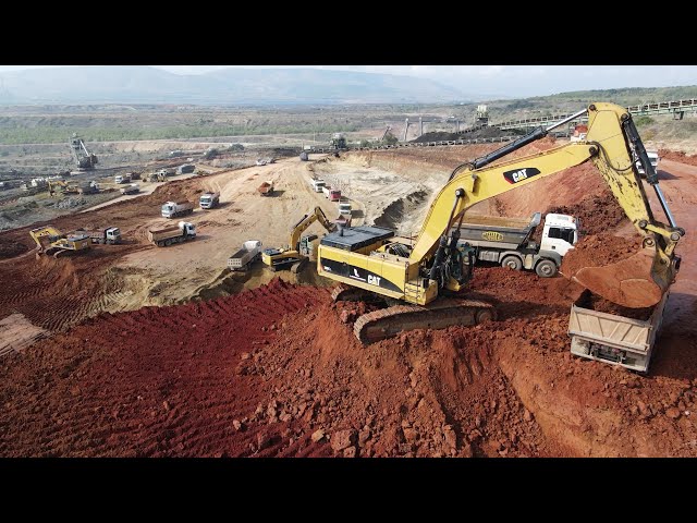 Three Caterpillar 385C Excavators Loading Trucks On Mining Site - Sotiriadis/Labrianidis Mining
