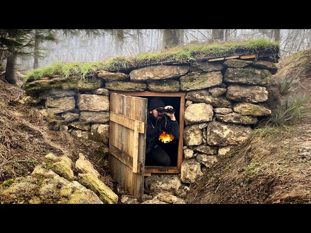 Building a secret survival dugout | Underground shelter made of stone