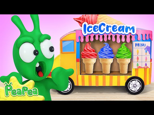 Pea Pea Works as an Ice Cream Truck Employee - videos for kids