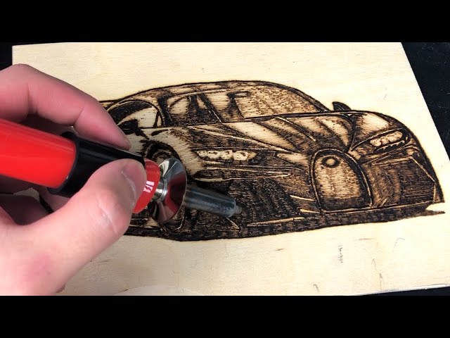 How to Wood Burn Bugatti Chiron / Pyrography Art