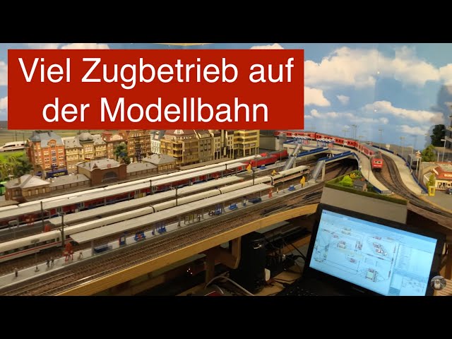 Trains running on model railway layout July 2019