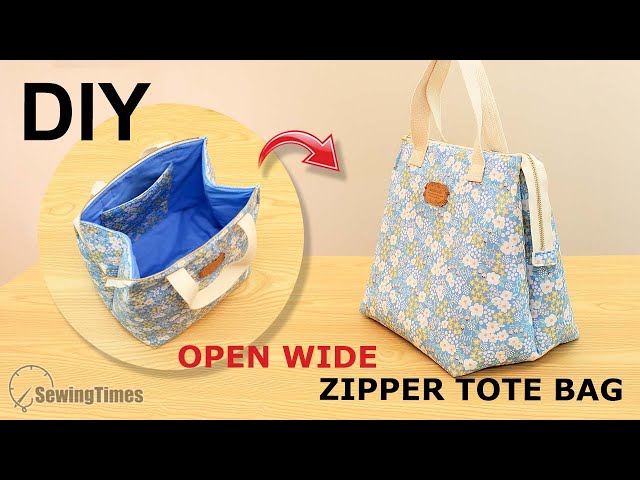 DIY Open Wide Zipper Tote Bag | Multi Purpose Bag Easy Tutorial [sewingtimes]