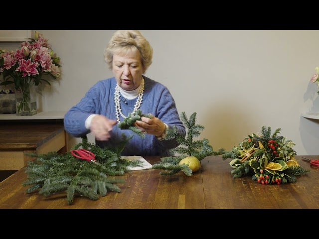 Using a potato as the base for a festive wreath