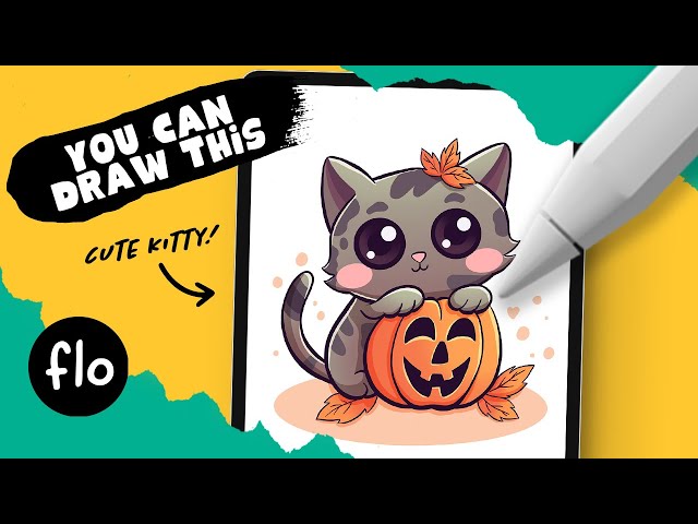 You Can Draw This Cat with a Pumpkin in PROCREATE - Step by Step Procreate Halloween Tutorial