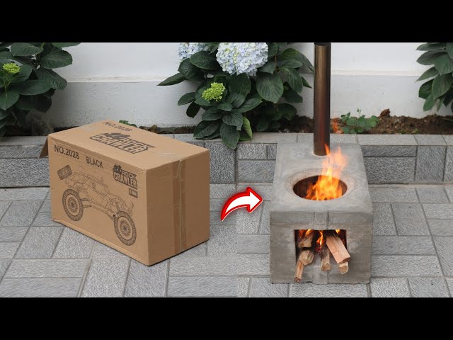 making smokeless cement stove from carton