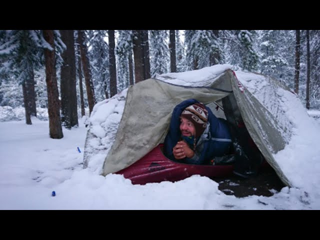 Extreme winter snow storm -46° Solo Camping 4 Days | Snowstorm & Tent Inside Tent Winter Camping