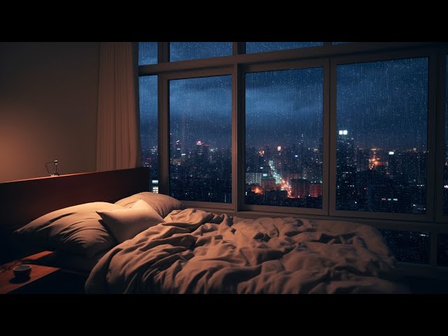 Combat Fatigue and Sleep Instantly with Intense Thunder and Rain On Night Window in City ⛈️ ASMR