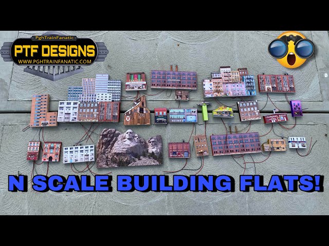 N Scale background building flats for train layout -PTF DESIGNS