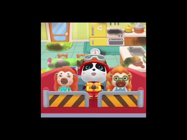 Drive a fire truck with Baby Panda | Babybus game #short