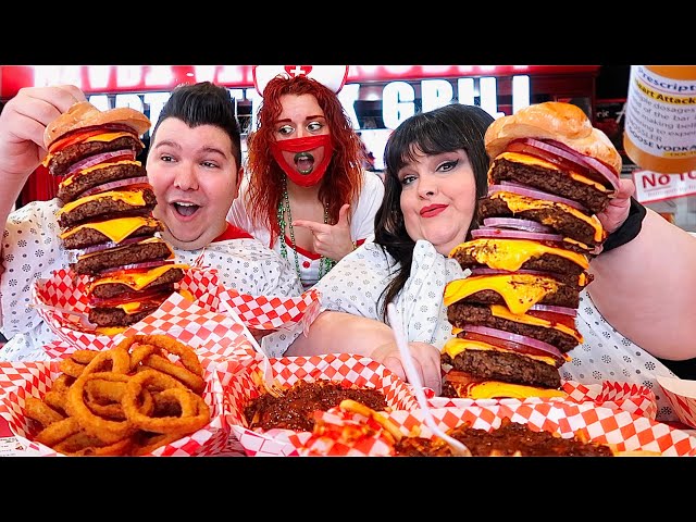 Heart Attack Grill With Hungry Fat Chick (20,000 Calorie Burgers) • MUKBANG