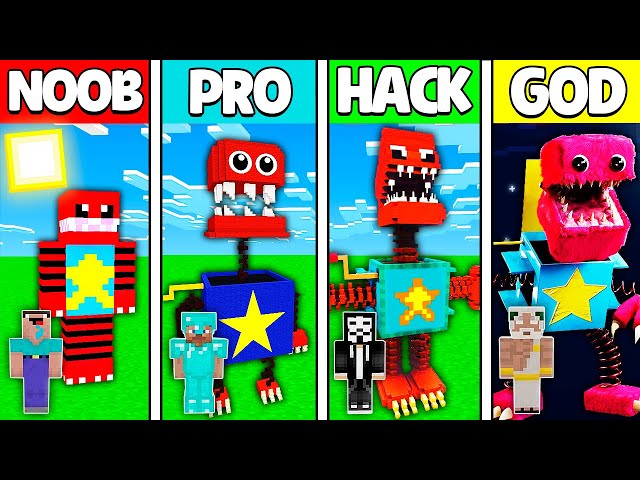 Minecraft Battle:NOOB vs PRO vs HACKER vs GOD! BOXY BOO POPPY PLAYTIME STATUE CHALLENGE in Minecraft