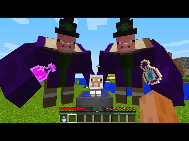 CURSED MINECRAFT BUT IT'S UNLUCKY LUCKY FUNNY MOMENTS PIG WITCH AND SHEEP