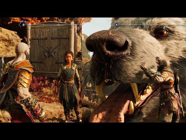 God of War Ragnarok - Kratos Travels to Jotunheim,Talks to Angrboda and Pets Fenrir+How to get there
