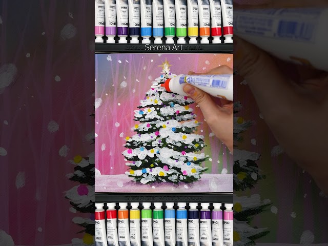 Christmas tree🎄 acrylic painting technique｜Easy creative art  #acrylicpainting #technical