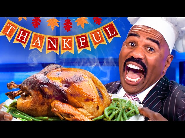 Family Feud THANKSGIVING edition cooks Steve Harvey!!
