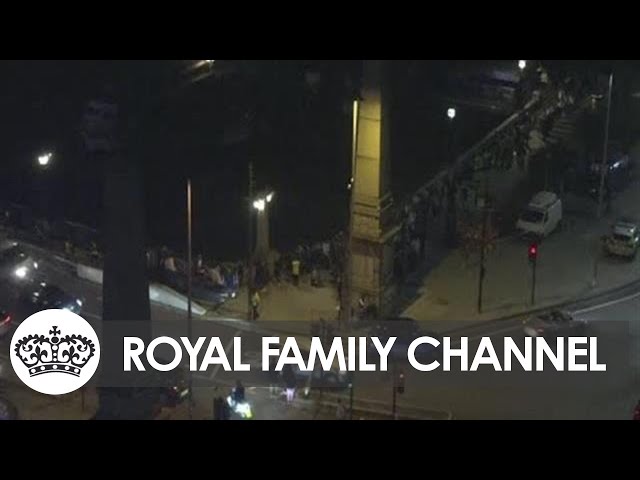Lying in State: Crowds Queue at Night on Lambeth Bridge