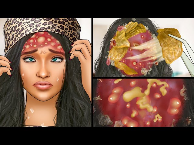ASMR Debulking lesions caused by erosive pustulosis of the scalp - Pimple popping on head
