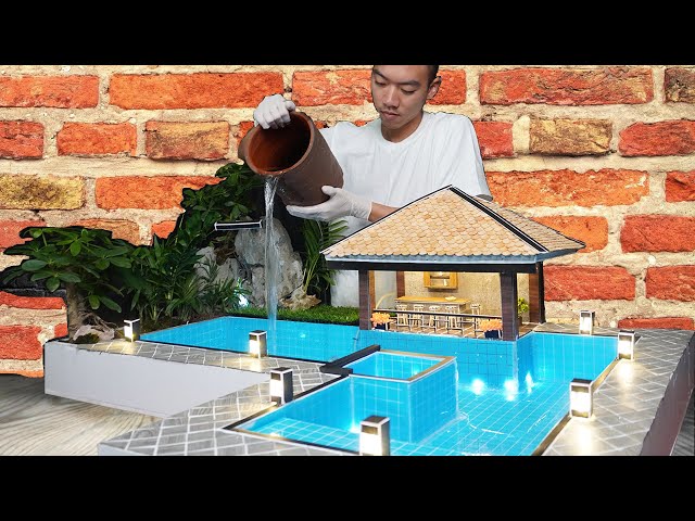BRICKLAYING Build a mini Swimming Pool Water with mini bricks, concrete