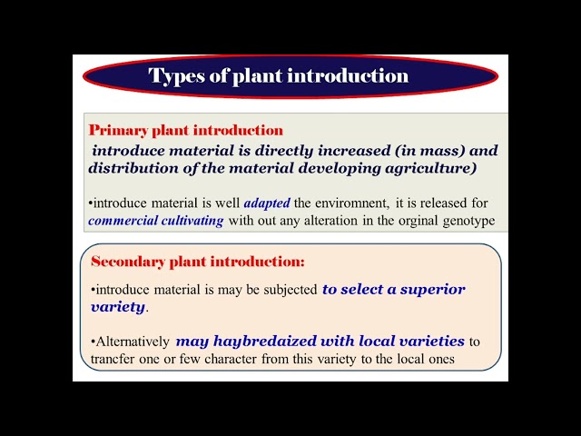 Plant Introduction And Acclimatization/Adaptation Vs Acclimatization/Plant Breeding