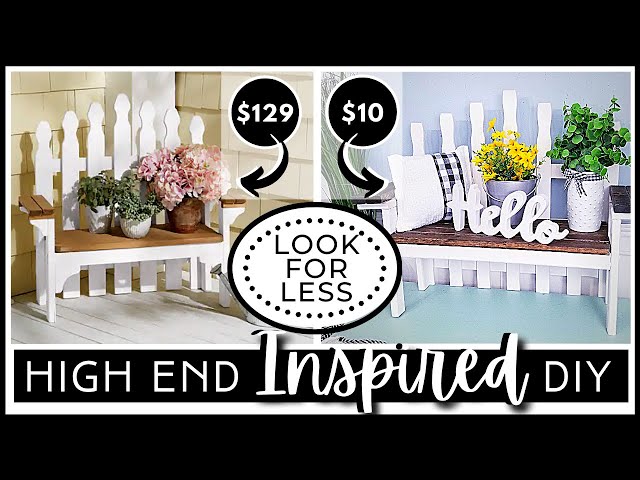 HIGH END Inspired DIY | Modern Farmhouse Wood Bench Decor & Plant Stand | Solid Wood | Look for Less